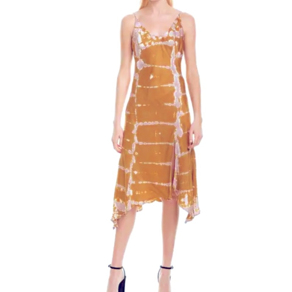 Young Fabulous & Broke slip dress mustard pattern L NEW special occasion